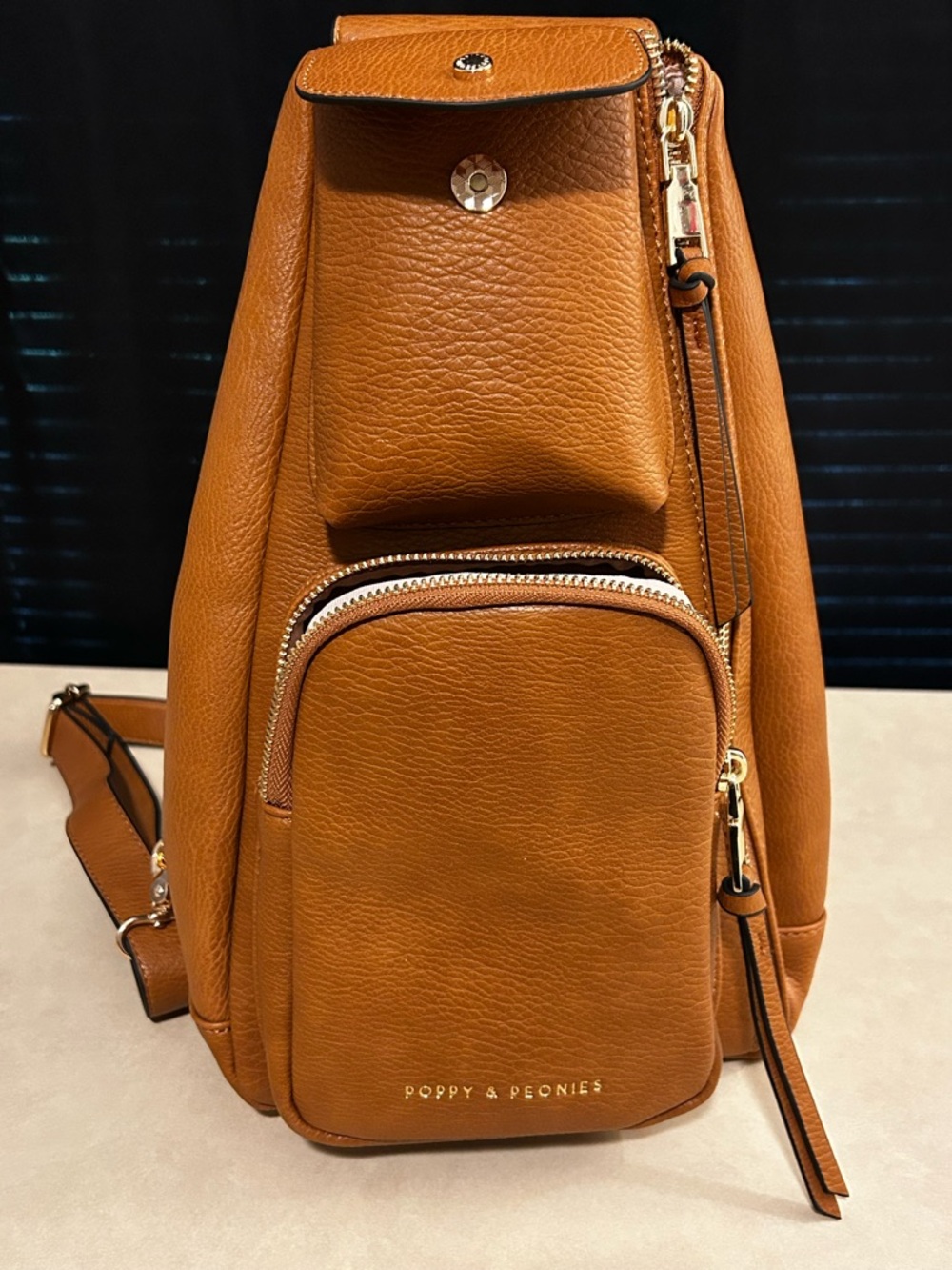 Poppy & Peonies Pebbled Leather Sling Backpack Purse NWOT - Picture 15 of 15